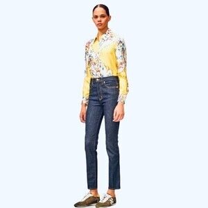 Tory Burch Straight Leg Signature Jeans 25